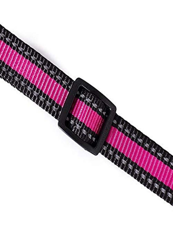 Petlicious & More® Nylon Made 19 mm Reflective Collar for Small & Medium Size Adult Dogs (Adjustable Size - 12" to 22" Inch Neck, Color - Pink) - Image 4